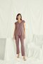 Brown Stylish Pajama Set, Women's Viscose Pajama Set with Pockets, V-Neck Lace Short-Sleeved Pajamas, Two-Piece Home Wear Pajama Set