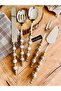 طقم خرز ذهبي بتصميم رخامي مكون من 5 قطع - 2