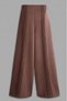 High Waist Ribbed Detailed Wide Leg Women's Modal Trousers with Pockets - 7
