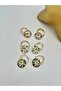 Flower Detail Hoop Earrings (Brass Plated) White