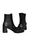 Black Leather Women's Heeled Boots - 3