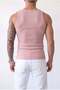Men's Pink Color Halter Neck Detailed Streetwear Tank Top - 3