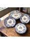 Porser Velour Navy Fulya Footed Presentation Set 8 Piece Porcelain Cake Set for 6 People - 3