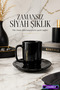 6-Person Ceramic Coffee Cup Set with Round Presentation Plate Porcelain Turkish Coffee Cup Set - 8