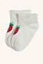Fruit Printed Seamless 4-Piece Cotton Long Light Pink Socks for Baby Girl I0415A5Ns - 2
