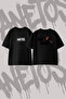 Gothic Girl Design Back Printed Cotton Black Oversize T-Shirt