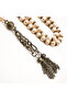 Antique Natural Lulu Pearl Rosary 65 Beads 4-7mm Creamy White Prayer Beads Brass Spacers Chain Tassel - 2