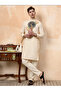 Mens Beige Ethnic Print Cotton Kurta Set - 6