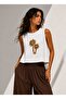 Stylish White Crop Top with Drop Stone Accessories