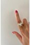 Xuping Flower Model Crystal Stone Numbered Gold Ring - 2