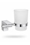 Wall Mounted Toothbrush Holder Bathroom Toothbrush Holder with Glass Cup - 2