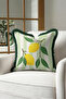 Lemon Stripes Tropical Fringe Pillowcase - Fruity Botanical Green Black Tassel Throw Pillow Cover - 3