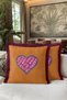 Romantic Heart Velvet Stylish Fringed Pillowcase - Orange Burgundy Tassel Throw Pillow Cover with Lettering Design - 2