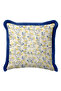 Floral Botanical Elegant Fringed Pillowcase - Floral Spring Cream Navy Blue Tassel Throw Pillow Cover - 7