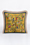 Exotic Bird Flower Garden Fringe Pillowcase - Botanical Navy Blue Cream Tufted Throw Pillow Cover - 4