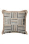 Striped Geometric Fringed Pillowcase - Patchwork Bohemian Mink Gray Cream Tassel Throw Pillow Cover - 2