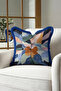 Abstract Floral Pattern Fringed Pillowcase-Artistic Floral Blue Pink Navy Blue Throw Pillow Cover with Tassels - 7