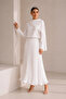 Elastic Waist Pleated Ecru Skirt 0245 - 2