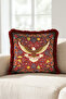 New Year's Eagle Happy Holidays Fringed Pillowcase - Nostalgic Christmas Burgundy Tasseled Throw Pillow Cover - 7