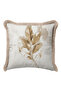 Botanical Leaf Design Fringed Pillowcase-Natural Modern Beige Mink Tassel Throw Pillow Cover