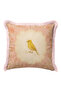 Vintage Bird Flower Elegant Fringe Pillowcase - Romantic Powder Yellow Pink Tassel Throw Pillow Cover - 6