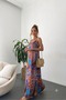 Women's Satin Fabric Strap Long Bohemian Style Colorful Dress - 3