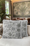 Elegant Floral Fringed Pillowcase with Floral Pattern - Botanical Modern Ecru Cream Tassel Throw Pillow Cover - 4