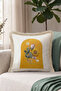 Boho Floral Decorative Fringed Pillowcase-Botanical Mustard Beige Mink Tassel Throw Pillow Cover - 3