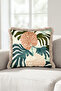 Tropical Leaf Exotic Monstera Fringed Pillowcase - Botanical Pink Mink Tassel Throw Pillow Cover