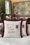 Vintage Postcard Written Fringed Pillowcase - Nostalgic Retro Burgundy Tassel Throw Pillow Cover - 5