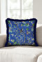 Exotic Bird Botanical Fringe Pillowcase - Tropical Garden Green Navy Blue Tassel Throw Pillow Cover - 6