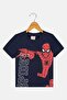 Kids Boy Crew Neck Short Sleeve Spiderman Print T-Shirt, Navy - 2