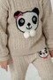 1-5 Years Old Girl's Panda Patterned Hair Braid Winter Knitwear Set 23217 - 2