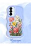 Samsung Galaxy A56 Compatible Case Camera Protector Blue Silicone Couple Phone Case Floral Pattern - 2