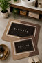 Non-Slip Base Washable 2-Piece Plain Brown Bath Mat and Toilet Set – Modern Bathroom Rug - 3