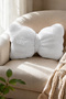 Plush Puffy Decorative Bow Pillow Cushion Fluffy Filled White 1 Piece 30X50 cm