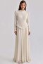 Sequin and Pearl Embellished Chiffon Combination Plus Size Exclusive Hijab Evening Dress Cream 1099 - 3