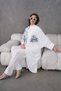 Women's Floral Embroidered Kimono Top and Bottom Set - 6