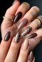 Handmade Press-On Nails Set - Matte Brown & Pink Multi-Tone Nude with Wild Leopard Print Accents Elegant Almond Shape Custom Gel Nails