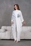 Women's Floral Embroidered Kimono Top and Bottom Set - 2