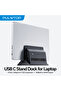 محطة إرساء عمودية PULWTOP بمنفذ USB-C مع حافظة M.2 SSD، ومنفذ HDMI، ومنافذ USB A/C، ومنفذ RJ45، وفتحات SD/TF، ودعم PD لأجهزة ماك بوك...