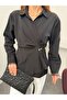 Women's Draped Lace-Cuffed Shirt with Tie Detail - 3