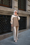Women's Snap Detail Double Color Thick Striped Suit Green - 4
