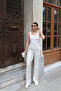 Leopard Patterned Waist-Tie Satin Trousers Stone - 4
