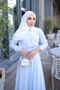 Baby Blue Hidden Button Shirt and Skirt Set - 3