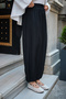 Women's Double Pocket Elastic Waist Lace-Up Modal Trousers Black - 4