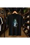 Leaf Deer Printed 100% Cotton Oversize Loose Regular Fit Crew Neck T-Shirt