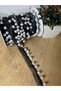 Pearl Bead Embroidered Ribbon Accessory on Black Organza Ribbon (1Mt) - 2