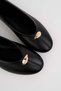 Women's Black Comfortable Daily Ballerina Shoes with Gold Accessories Seferib - 3