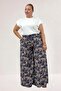 69010 Plus Size Mango Trouser Skirt with Elastic Waist - Ethnic Pattern Navy Blue - 4